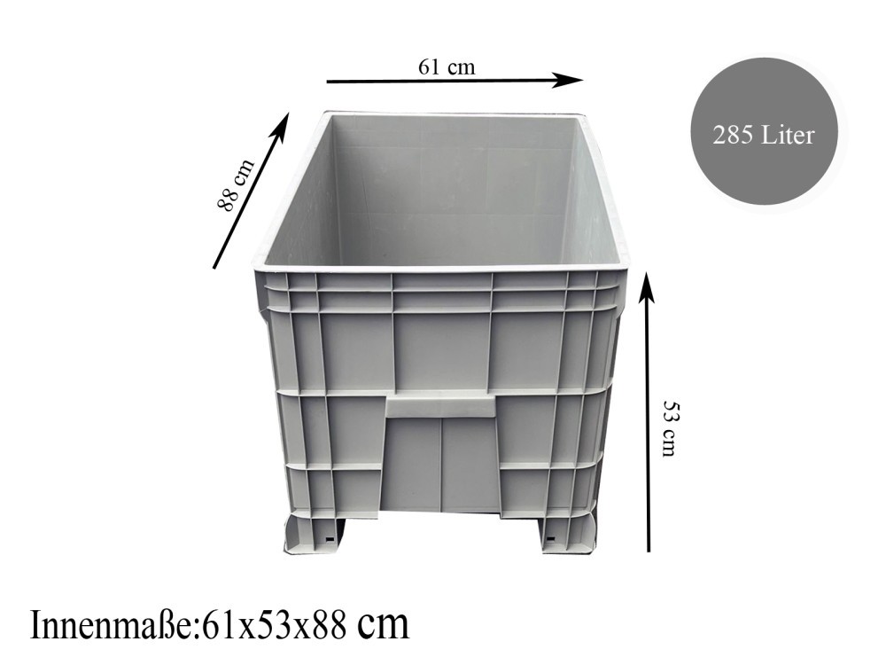 LogistikBox Palettenbox Lagerbox Baubox Umzugsbox Stapelbox grau 93x62x66 cm