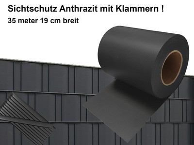 PVC Sichtschutz Streifen Doppelstabmatten Zaun Folie Rolle Anthrazit 35 meter