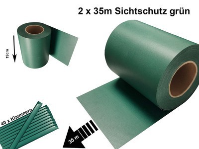 PVC Sichtschutz Streifen Doppelstabmatten Zaun Folie Rolle grün 35 meter