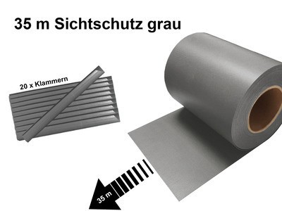 PVC Sichtschutz Streifen Doppelstabmatten Zaun Folie Rolle grau 35 meter